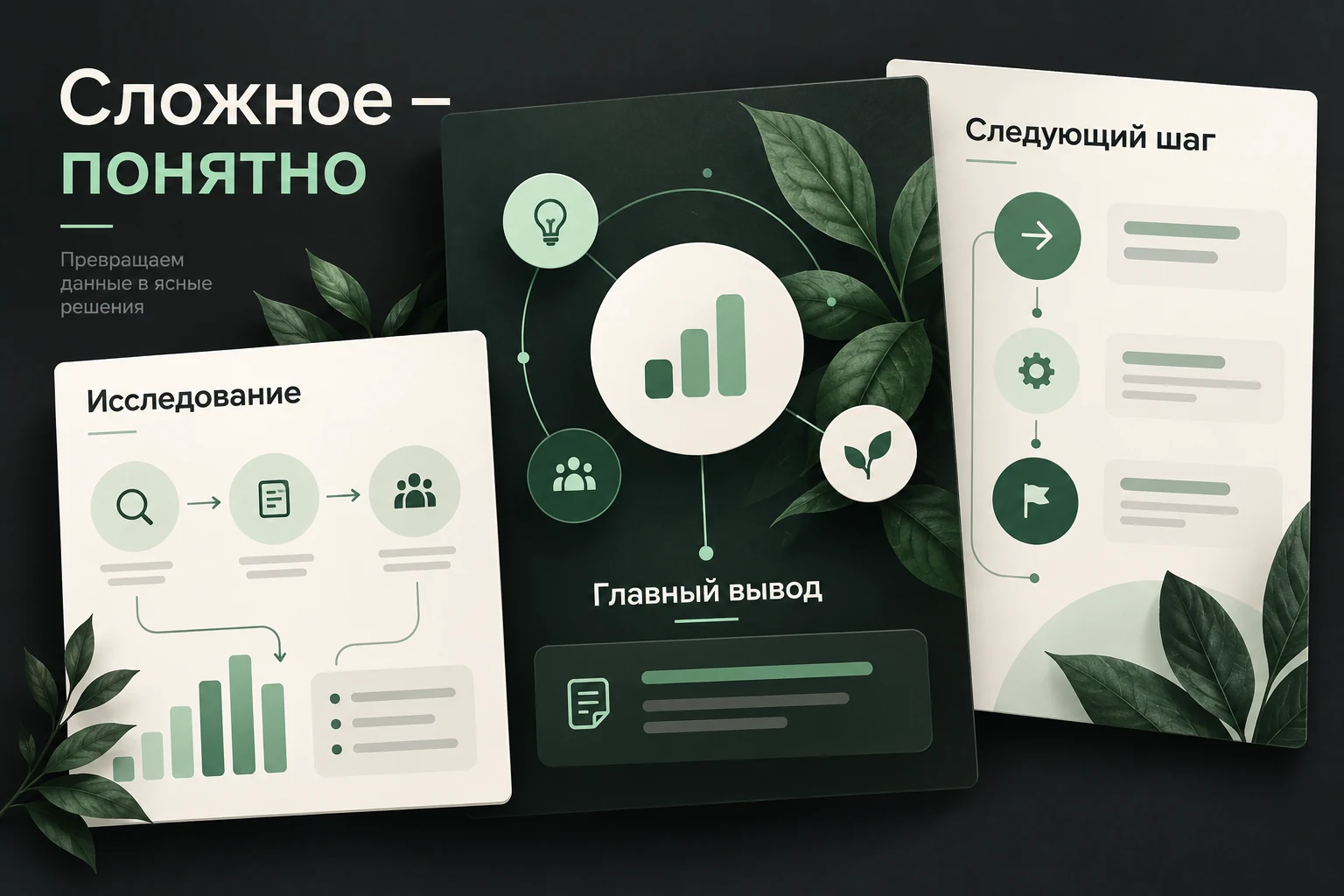 Зелёная инфографика на русском: исследование, главный вывод и следующий шаг